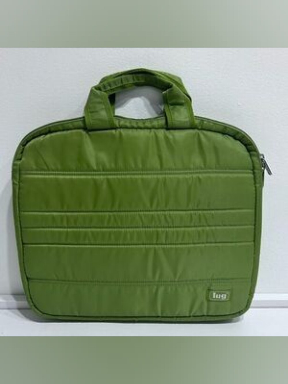 lug Fonfique 13" Olive Green Quilted Laptop Bag Top Handles